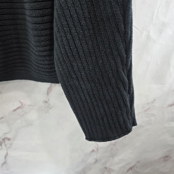 Reformation Sweater Womens Small Black Cropped Ribbed Organic Cotton Cort - Picture 4 of 10